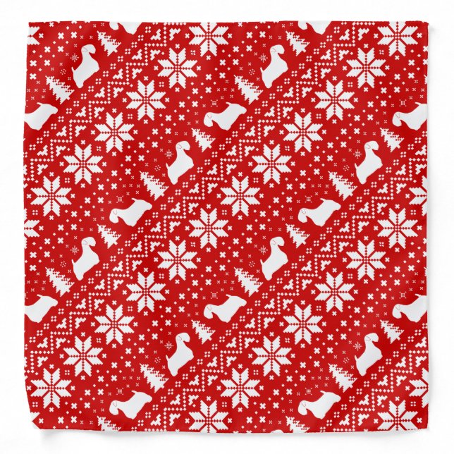 Sealyham Terrier Silhouettes Christmas Pattern Bandana (Front)