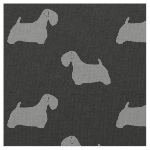 Sealyham Terrier Silhouettes Dogs Black and Grey Fabric