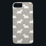 Sealyham Terrier Silhouettes Faux Linen Style iPhone 8/7 Case<br><div class="desc">Sealyham Terrier lover&#39;s iPhone case. Faux linen texture design.</div>