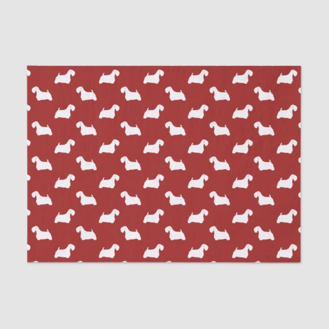 Sealyham Terrier Silhouettes Pattern Red Tissue Paper (Front)