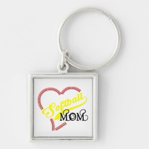 Seam Stitch Heart Softball Mom Seams Bal Key Chain