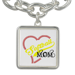 Seam Stitch Heart Softball Mom Seams Ball Bracelet
