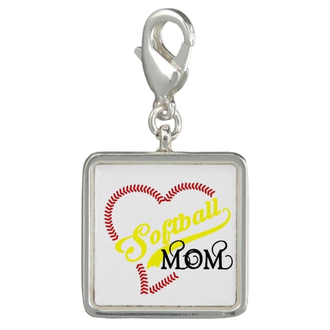 Seam Stitch Heart Softball Mom Seams Ball Fa Charm (Front)