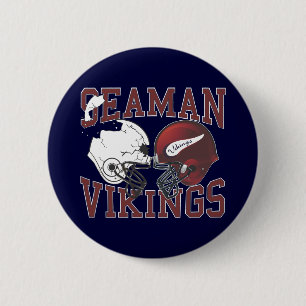 Seaman Vikings Crashing Helmets Button