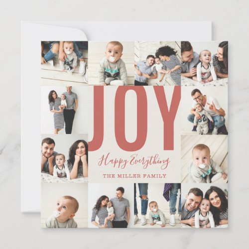 Seamless 12 Photo Joy Happy Everything Red Holiday Card