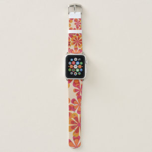 Seamless 70s retro floral pattern with vintage dai apple watch band
