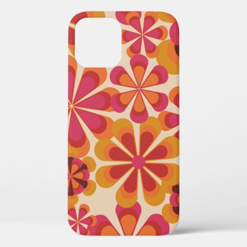 Seamless 70s retro floral pattern with vintage dai iPhone 12 case