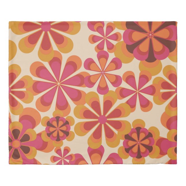 Seamless 70s retro floral pattern with vintage dai duvet cover (Front)