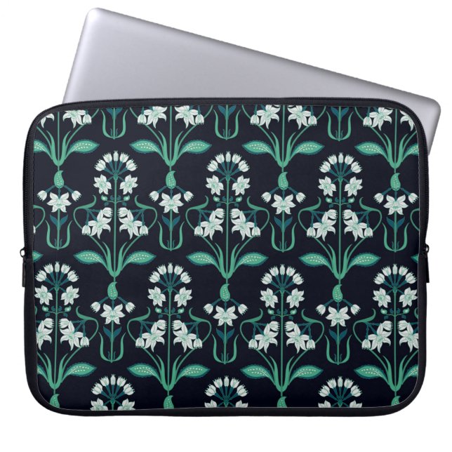 seamless abstract art nouveau floral pattern laptop sleeve (Front)