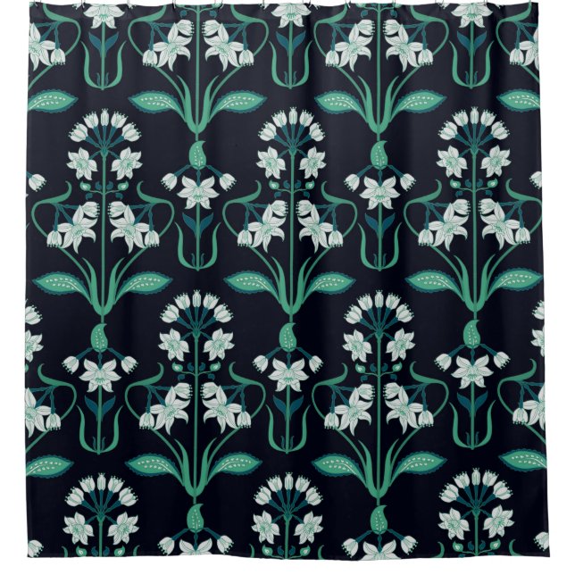 seamless abstract art nouveau floral pattern shower curtain (Front)