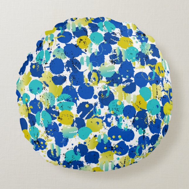 seamless abstract background pattern, with splashe round pillow (Front)