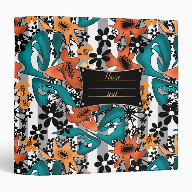 Seamless abstract bright cartoon cute flowers flor 3 ring binder (Front/Spine)