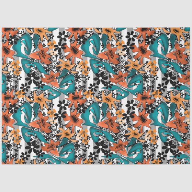 Seamless abstract bright cartoon cute flowers flor tissue paper (Front)