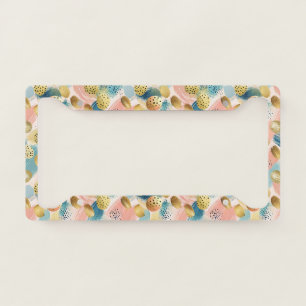 Seamless Abstract Brushstroke & Gold Shape Pattern License Plate Frame