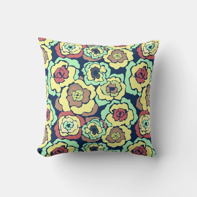 Seamless abstract cartoon flowers floral modern fe throw pillow (Front)