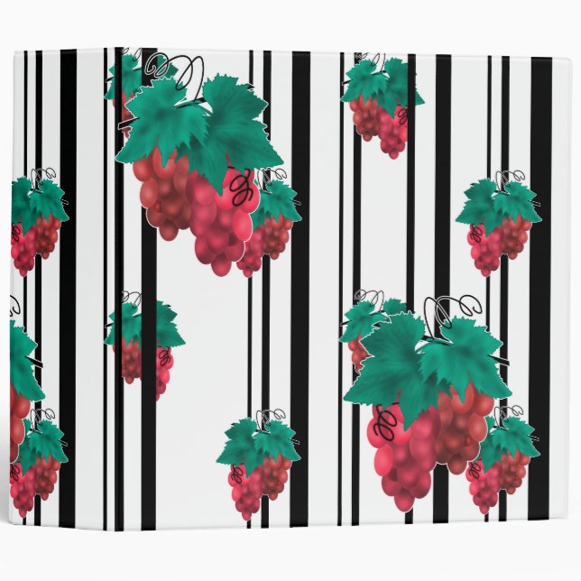 Seamless abstract cartoon grape fruit striped line 3 ring binder (Front/Spine)