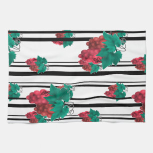 Seamless abstract cartoon grape fruit striped line kitchen towel