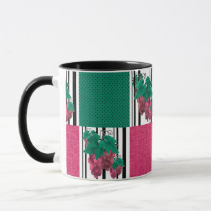 Seamless abstract cartoon grape fruit striped line mug