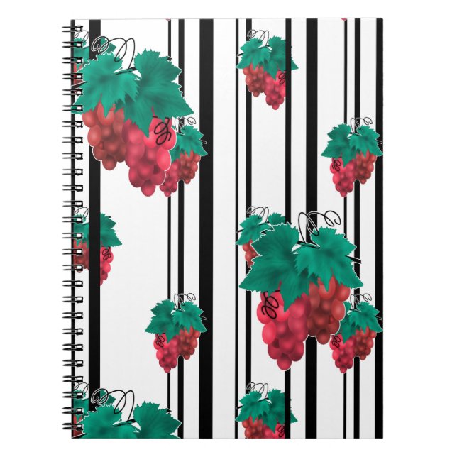 Seamless abstract cartoon grape fruit striped line notebook (Front)