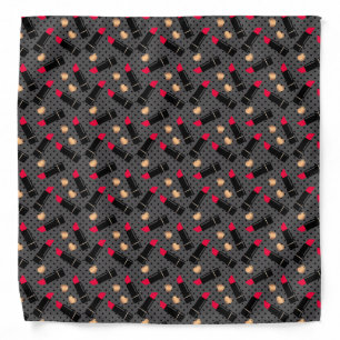 Seamless abstract cartoon red lipstick gray polka bandana