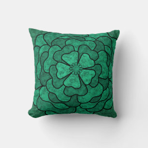 Seamless abstract floral flowers black green color throw pillow