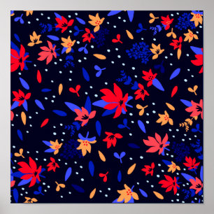 Seamless Abstract Floral Pattern Poster