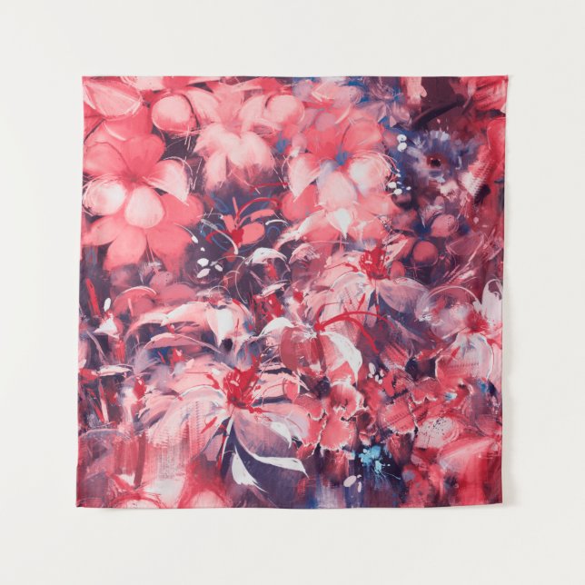 seamless abstract flowers, oil painting style, ill tapestry (Front)