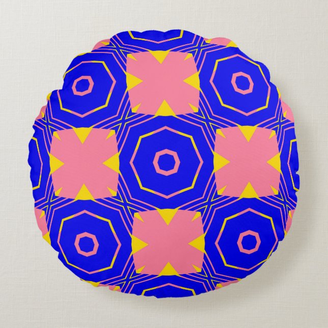Seamless abstract geometric floral patternabstract round pillow (Front)