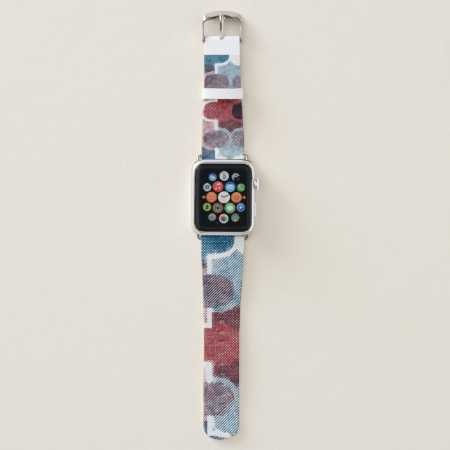 Seamless abstract geometric pattern in flat red bl apple watch band (Front)