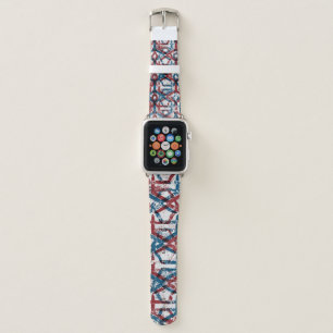 Seamless abstract geometric pattern in flat red bl apple watch band