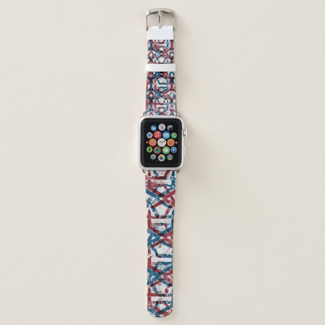 Seamless abstract geometric pattern in flat red bl apple watch band (Front)