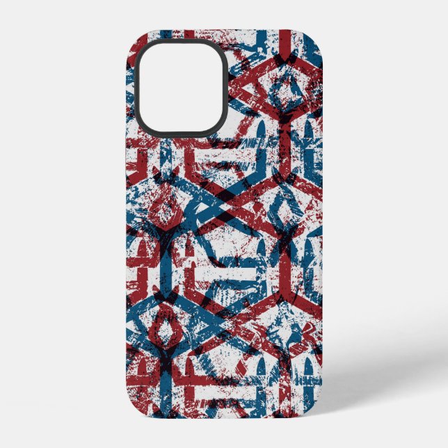 Seamless abstract geometric pattern in flat red bl iphone case (Back)