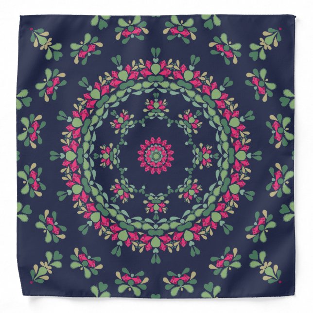 Seamless abstract geometrical round circle mandala bandana (Front)