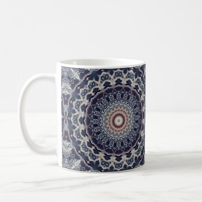 Seamless abstract geometrical round circle mandala coffee mug (Left)