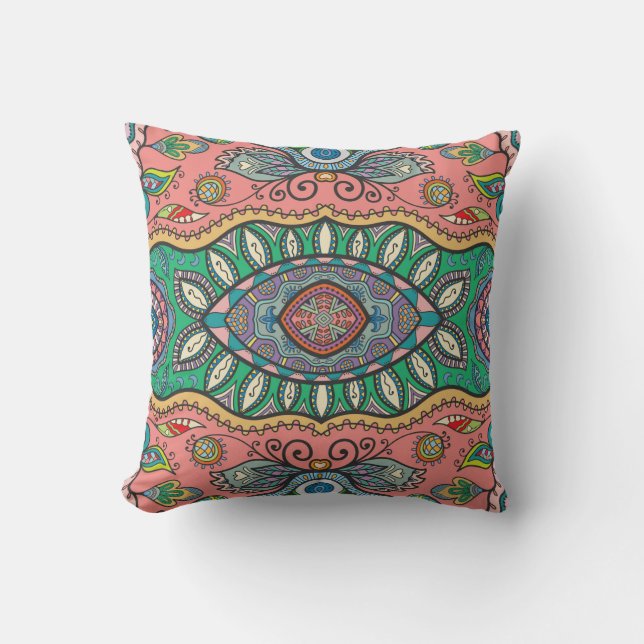 Seamless abstract hand drawn pattern. Decorative s Throw Pillow (Front)