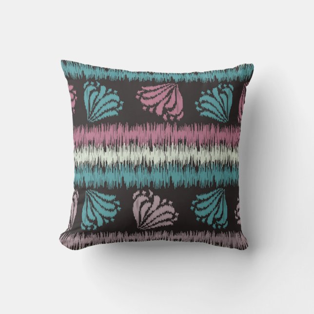 Seamless abstract ikat pattern with the image of f throw pillow (Front)