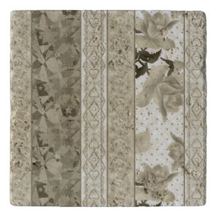 Seamless abstract lace retro vintage beige roses f trivet