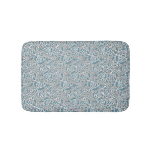 Seamless abstract lace romantic retro vintage blue bath mat