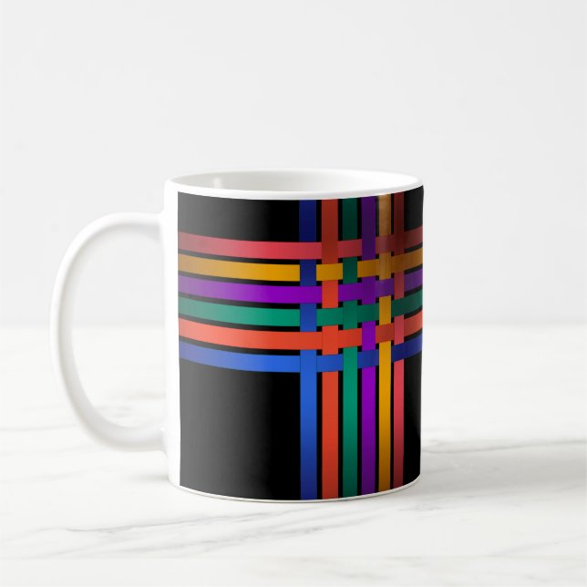 Seamless abstract lines striped silk satin ribbons coffee mug (Left)