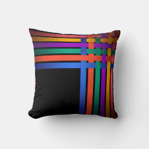 Seamless abstract lines striped silk satin ribbons throw pillow