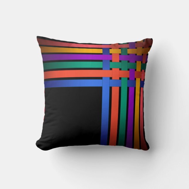 Seamless abstract lines striped silk satin ribbons throw pillow (Front)