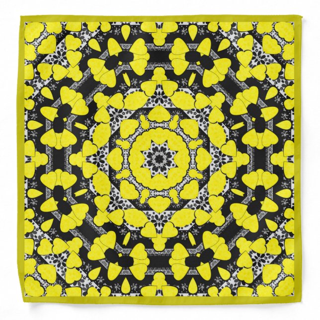Seamless abstract mandala hearts bright round orna bandana (Front)
