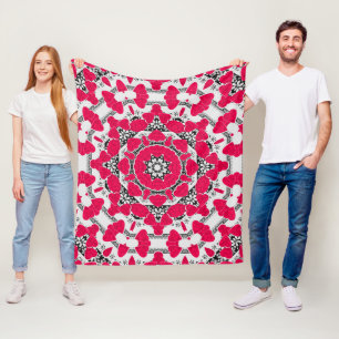 Seamless abstract mandala hearts bright round orna fleece blanket