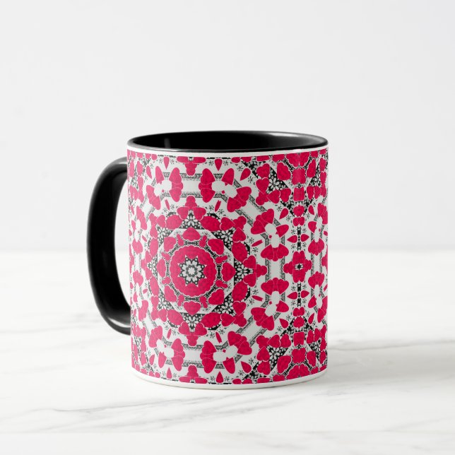 Seamless abstract mandala hearts bright round orna mug (Front Left)