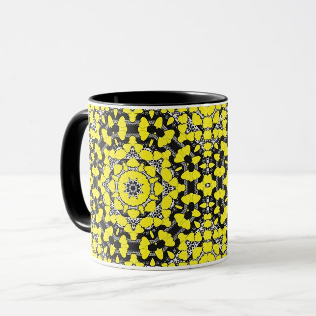 Seamless abstract mandala hearts bright round orna mug (Front Left)