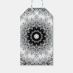 Seamless abstract mandala round circle kaleidoscop gift tags