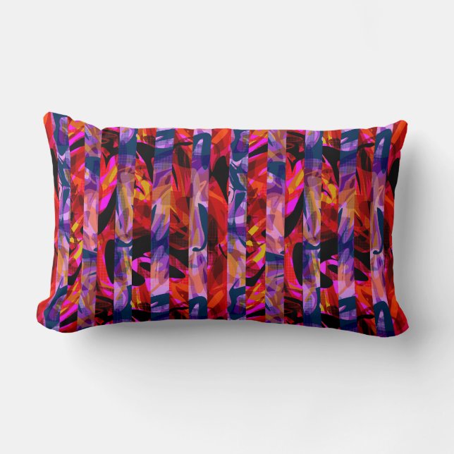 Seamless abstract modern brush stroke multicolor d lumbar pillow (Front)