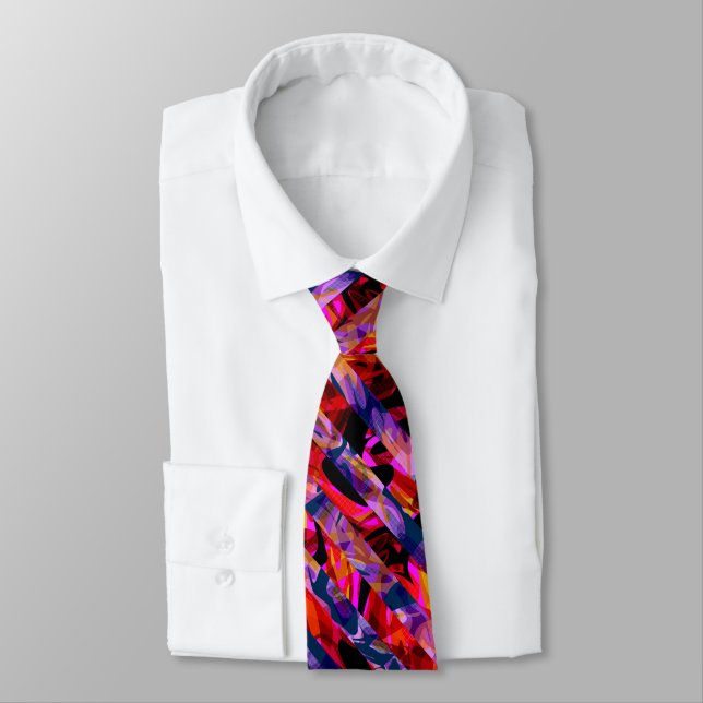 Seamless abstract modern brush stroke multicolor d neck tie (Tied)