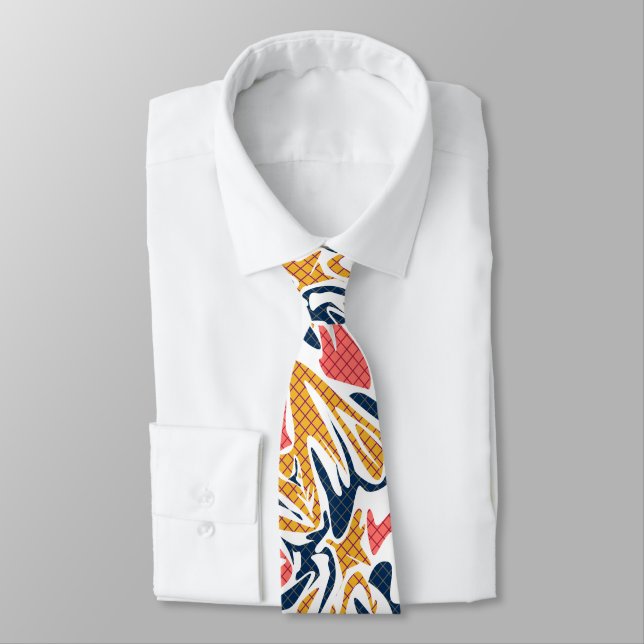 Seamless abstract modern brush stroke multicolor d neck tie (Tied)