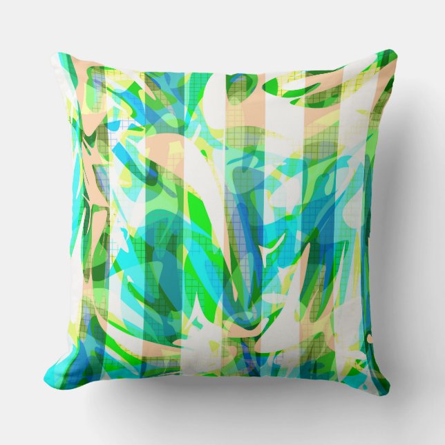 Seamless abstract modern brush stroke multicolor d throw pillow (Front)
